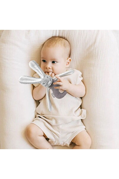 Babyjem Бебешка дрънкалка, Плюш зайче, 3+ месеца, Сив