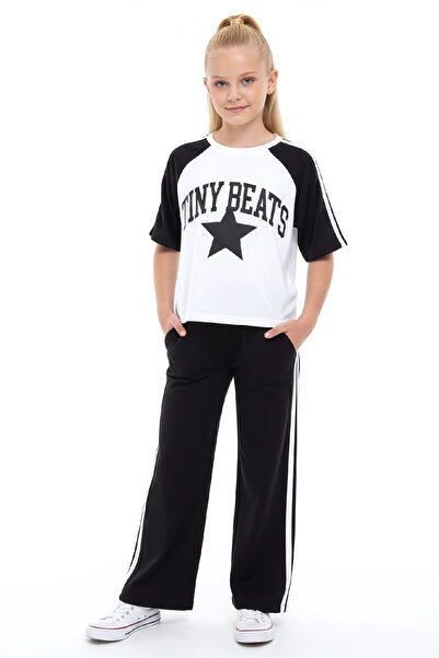 MODANINO Fata set din două piese -Garni și detaliu vipușcă -Yazı cu imprimeu ...