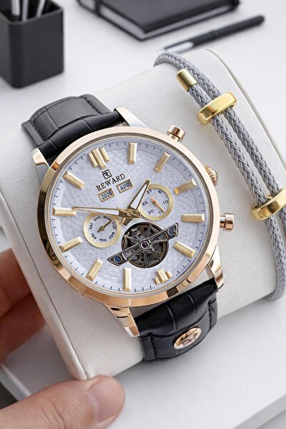 Reward Italian Bracelet Gifted D Leather Cord Automatic Mechanism 5 Atm Men W...