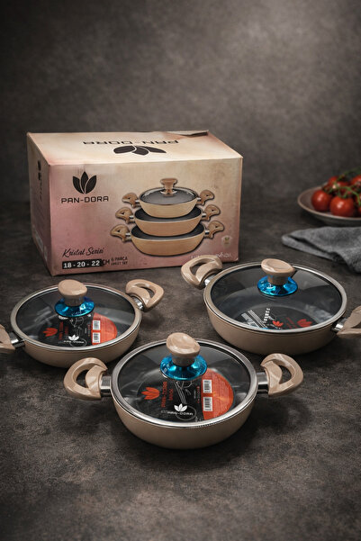 Rivorn Pan-Dora 6 Piece Crystal Cast Glass Covered Casserole Set 18-20-22 cm ...