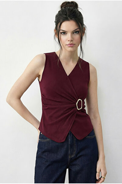 Bianco Lucci بلوزة نسائية بأزرار على الجهتين ياكا جولد تفاصيل إبزيم 2303 6028...