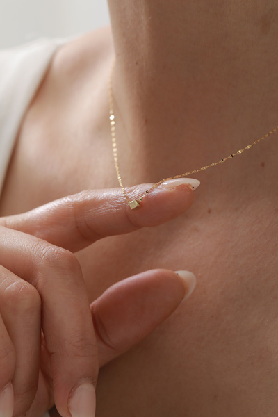 YAVUZ KUYUMCULUK 14 Ayar Altın Aynalı Zincir Küp Kolye