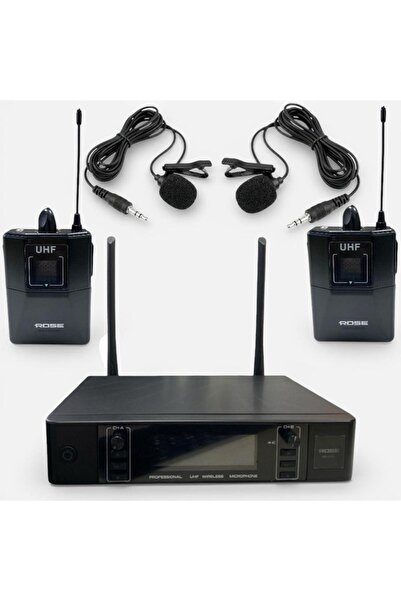 Rose RW-211YY UHF 2Li Telsiz Yaka+Yaka Mikrofon 2x100 Kanallı
