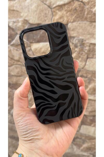 Vip Case iPhone 15 Pro Compatible Zebra Patterned Silicone Shock-Absorbing Cl...