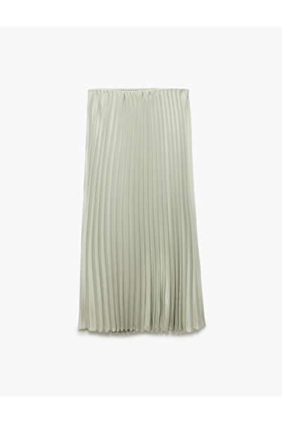 Koton Normal Waist Midi Pleated Satin Skirt