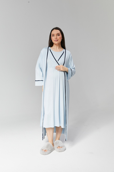 Lohusa Homewear Noul sezon, albastru, design de vară pentru maternitate, cu d...