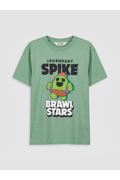 LC Waikiki GiyÇık Store Yeşil Bisiklet Yaka Brawl Stars Baskılı Erkek Çocuk T...