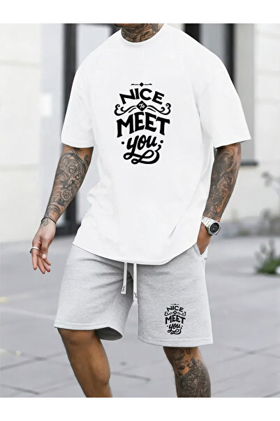 Rayan & Hoor Style Meet Printed Oversized Unisex Shorts-Tshirt Set