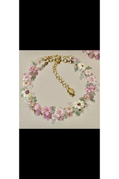 SHİNELİZE Violet çiçek özel tasarım Choker tarzı kolye , mor bahçe