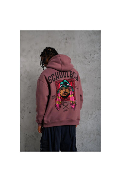 Narnuga سويت شيرت سكول بوي مطبوع بغطاء رأس - وردي مجفف