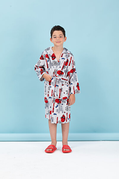 Özdilek Spiderman Wall Disney Lisanslı Kapüşonlu Çocuk Bornozu 5/6 Yaş