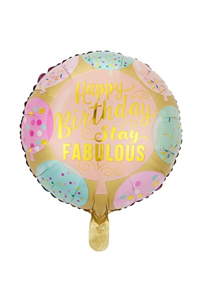 Avaleea Metallic Foil Balloon, Mini Round Figurine, Happy Birthday Stay Fabul...