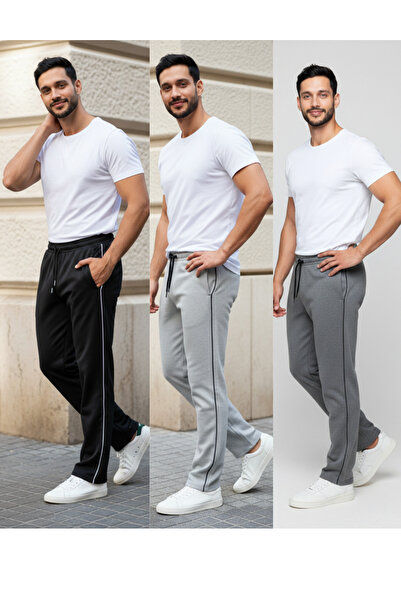 EydaMoon Men's 3-Pack Tall Size Piped Baggy 2 Thread Comfortable Fit Wide Leg...