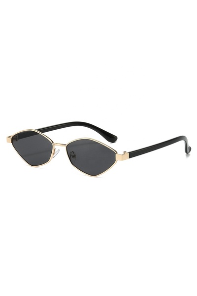 Tessero Retro Vintage Hexagonal Sunglasses, Gold Metal Frame, Black Lenses, U...