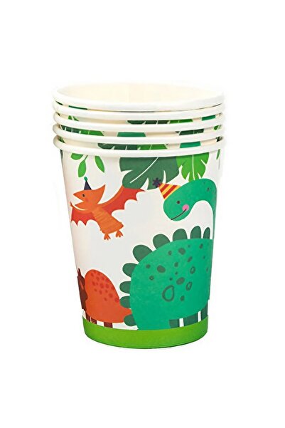 Avaleea Set 10 Pahare de Carton Happy Birthday, Model Dinozauri, Tematica Ani...