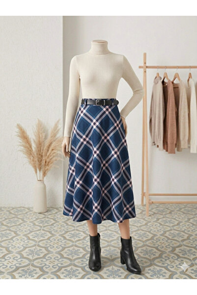 Blissmood تنورة نسائية مقاس كبير قماش منقش