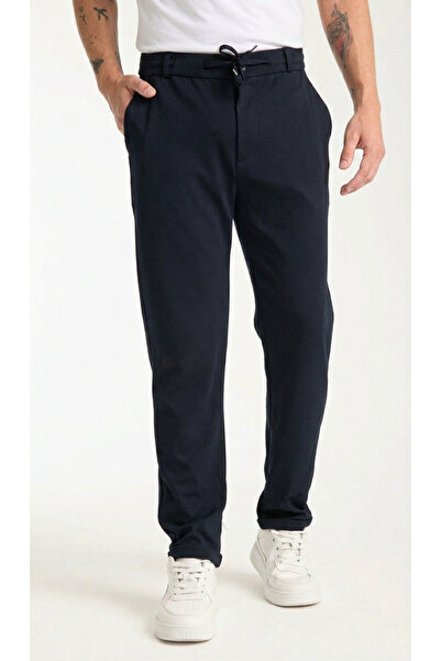 Bürke Ανδρικό παντελόνι σε μπλε ναυτικό χρώμα με ελαστική μέση ελαστικό ύφασμ...