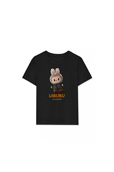 Narnuga Labubu Printed T-Shirt - Black -