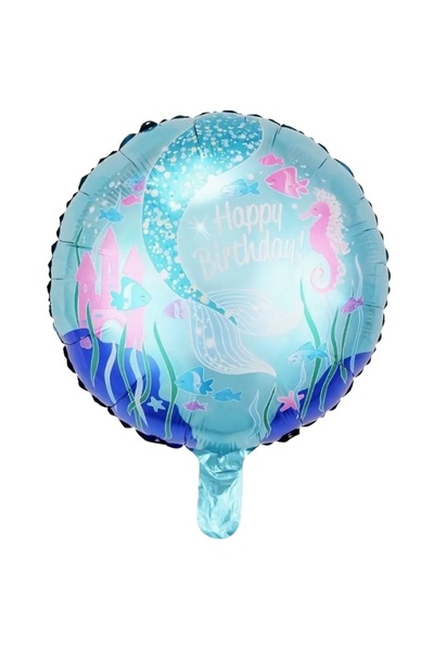Avaleea Metallic Foil BalloonMini Round FigurineSeahorse ModelHappy BirthdayY...