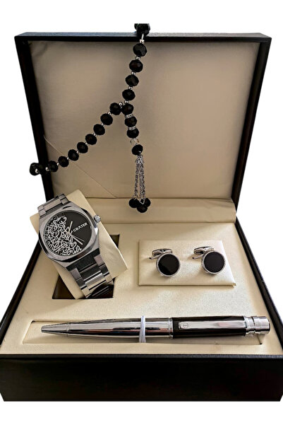 CRATER طقم رجالي فاخر يتكون من ساعة من ستانلس ستيل، مع عرض التاريخ مقاومة للم...