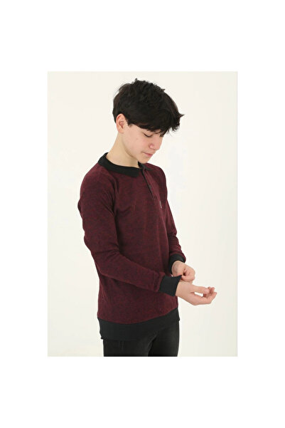 Narnuga Thessaloniki Collar Embroidered Sweater - Red -