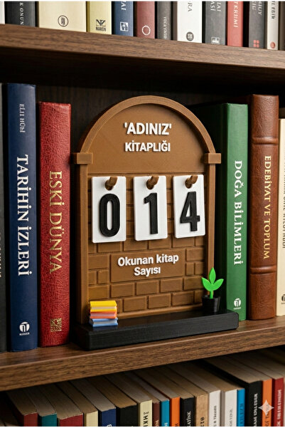 Muffy Stvdio Kişiye Özel Kitap Okuma Sayacı - Booknook Dekoratif Kitaplık Aks...