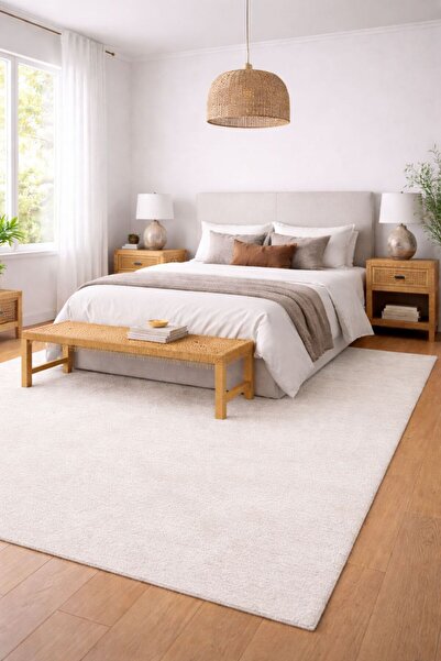 HOME AURAA Horizon Solid Shaggy Rug-White-200x300cm
