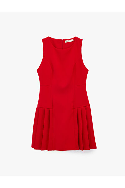 Koton Rochie fără mâneci cu decolteu în U detaliu la cusătură Mini cu pliuri