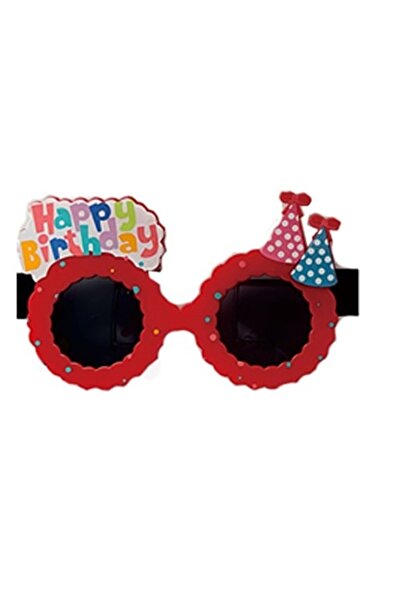 Avaleea Ochelari pentru petrecere cu mesaj Happy Birthday, Lentila neagra, Rosu