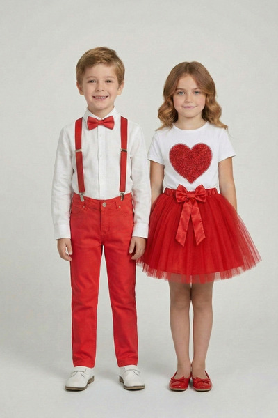 nacar çarşı Set de 2 piese pentru fetițe cu inimă roșie și costum roșu pentru...