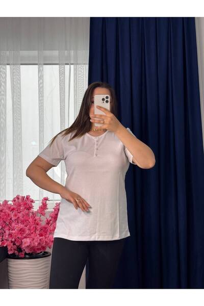 YNSGİYİM Yns - Women's Cotton Lu T-Shirt Rib Knit 100% Cotton T-Shirt Blouse ...