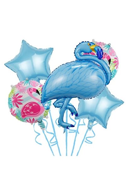 Avaleea Set de 5 Baloane din folie pentru petrecere cu flamingo, 60-90 cm, Al...