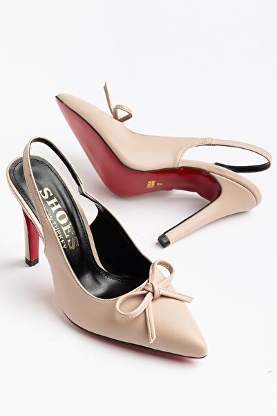 AYENDE MODA Stiletto de damă cu fundă deschisă la spate, în culoarea pielii