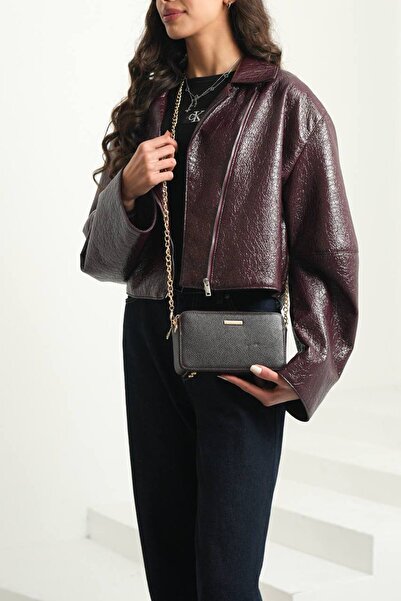 DERKON ديزي موديل جلد أصلي حقيبة كروس نسائية بسحاب مزدوج حقيبة سي