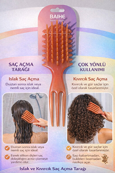 MİNPO Islak ve Kıvırcık Saç Açma Tarağı – Duş Sonrası Kolay Tarama – Esnek Di...