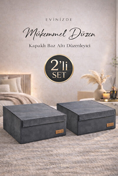 Flow Home Baz Altı Hurç 2'li Set Kapaklı Yatak Altı Düzenleyici Battaniye Kıy...