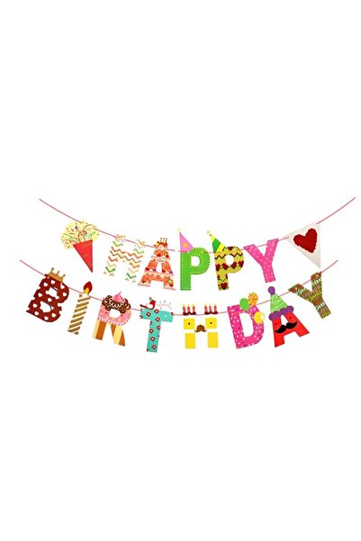 Avaleea Happy Birthday Banner 100x200 cm, Roll of Thread Included, Candy Them...
