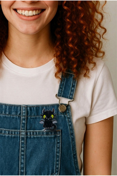 gokmentoy Ejderhanı Nasıl Eğitirsin Dişsiz Toothless Ahşap El Boyaması Broş