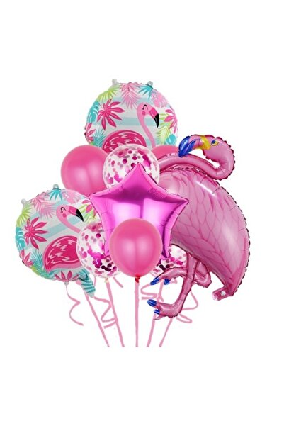 Avaleea Set de 10 Baloane din Folie și Latex Flamigo Party 60-90 cm Roz