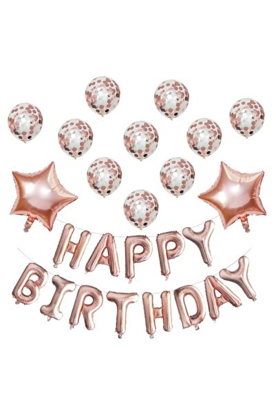 Avaleea 12 balloons and 1 set happy birthday, 30-45 cm, sequin, latex and foi...