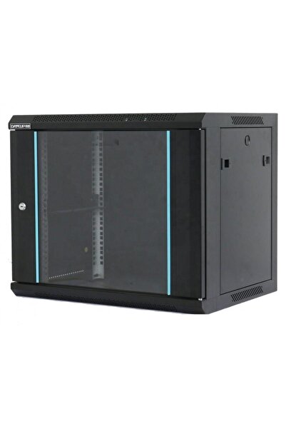 Dateup 12U Wall-Mount Network Rack Cabinet 600x600mm Glass Door Black RAL9004