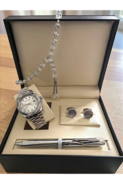 CRATER A luxurious men's set consisting of a stainless steel watch with date ...
