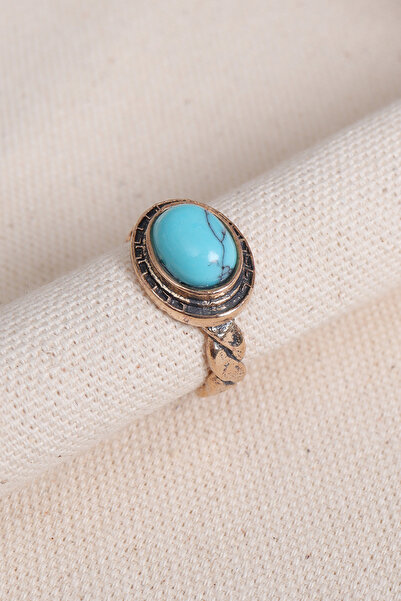 Süspüs Accessories خاتم تركواز أصلي ملتوي مرصّع بالأحجار