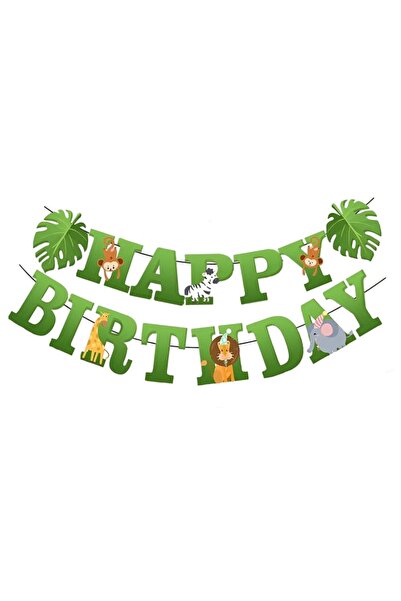 Avaleea Happy Birthday Banner 100x200 cm, Roll of Thread Included, Jungle The...