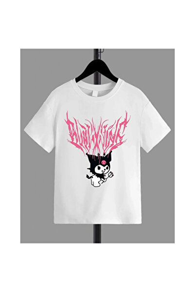 Narnuga تي شيرت بناتي مطبوع برقبة دائرية - أبيض