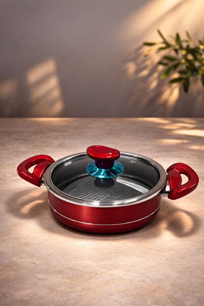 Rivorn Evinda Pan-Dora 22 cm Red Honeycomb Non-Stick Teflon Pot – Fireproof P...