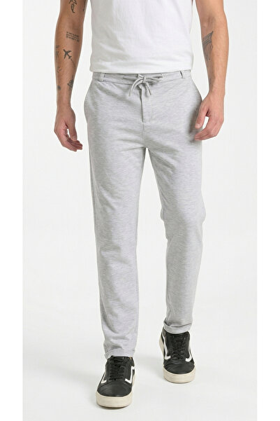 Bürke Ανδρικό παντελόνι σε γκρι χρώμα με ελαστική μέση ελαστικό ύφασμα Ελαστικό
