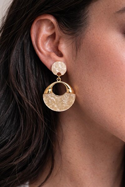 AltıntaşAksesuar Vintage Sparkling Half Hoop Dangle Earrings