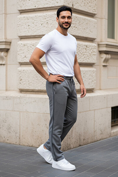 INFLUYENTE Men's Füme Yan Piped Detail Baggy 2 Thread Comfortable Fit Wide Le...