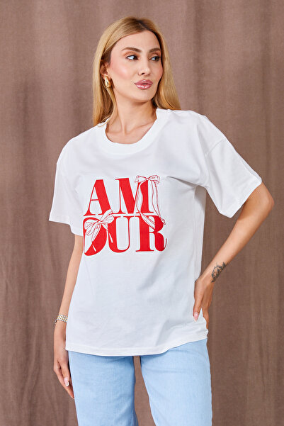 zenne تي شيرت مطبوع عليه نص إكرو